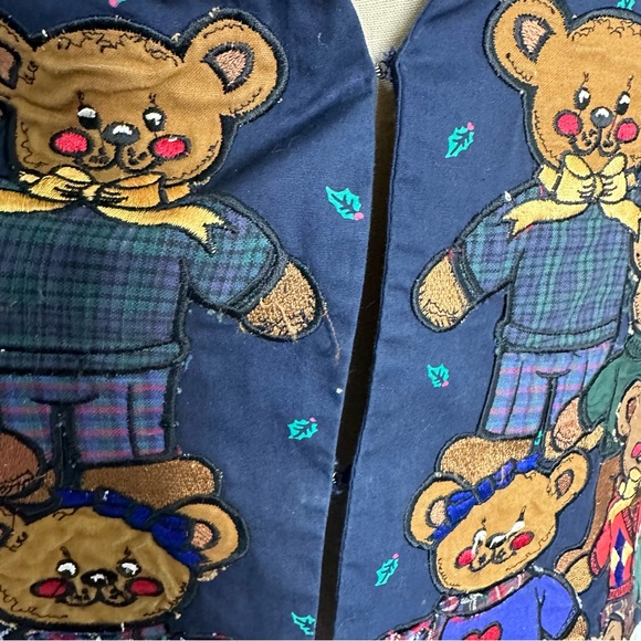 Vintage Christmas Teddy Bear Vest medium - Picture 11 of 16